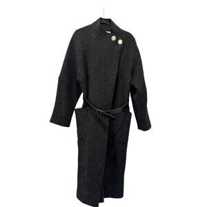 ba&sh Dark Gray Long Wool Lady Coat Size Large